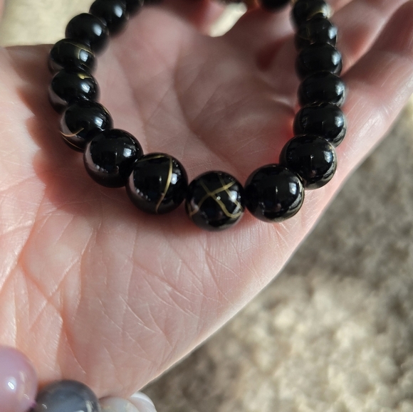 🐰SALE🐰 10mm Golden Black Agate Bracelet - Picture 5 of 12